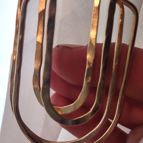 NWT Anthropology oval hoop style gold color earrings - Picture 4 of 5